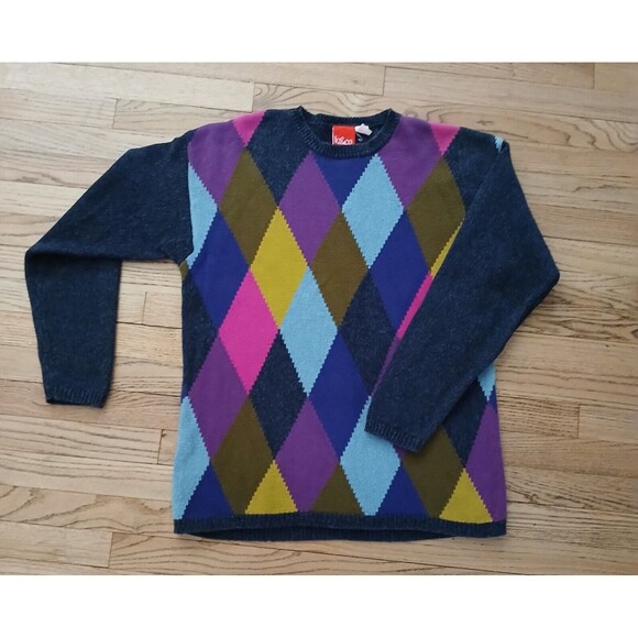 Liz & Co Vintage Sweater 100% Cotton Diamond Shape Grannycore Preppy Modest - Picture 1 of 7